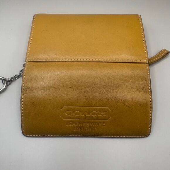 VTG Coach Leatherware Wallet Cardholder Tan Zip Trifold Carabiner  Y2K - Picture 9 of 16